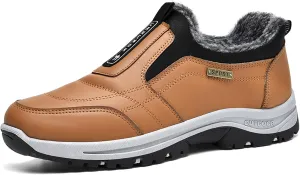 Walking Hiking Slip-On Shoes,Winter Outdoor Trekking Orthopedic Arch Support Trainers Waterproof Work Sports Shoes Extra Wide Anti Slip Climbing Trails Sneakers,Black,43EU