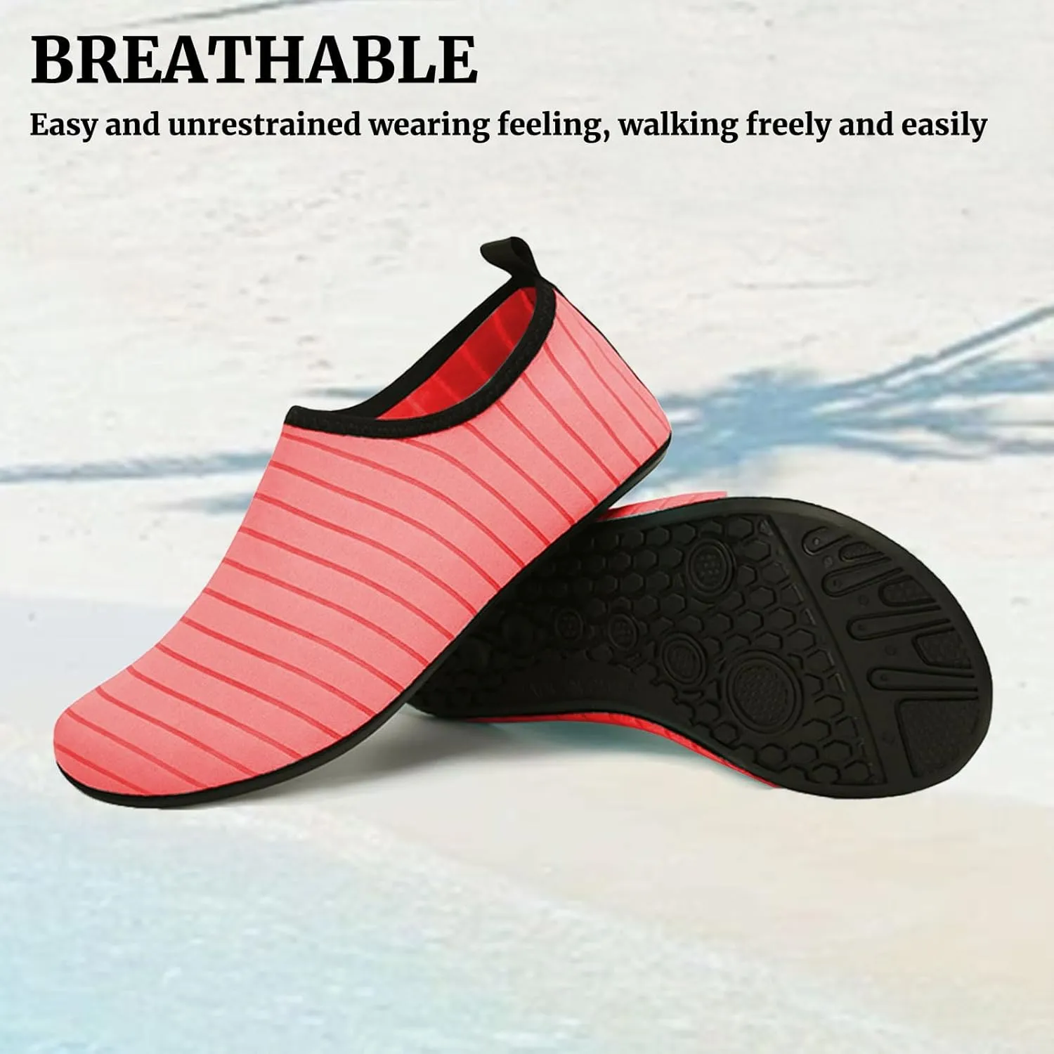 Water Shoes for Women Men Quick Dry Beach Shoe Aqua Socks Lightweight Casual Breathable Yoga Footwear Comfy Soft Swim Slip On Barefoot Pool Boating Camping Workout Sneakers Exercise Outdoor Unisex