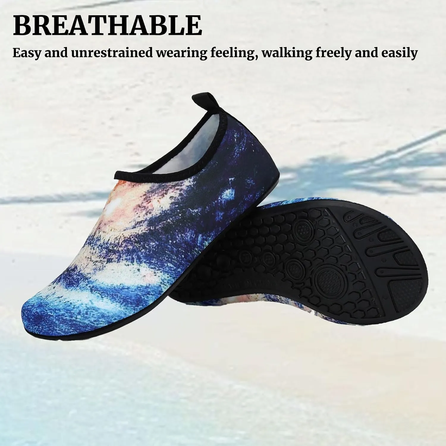 Water Shoes for Women Men Quick Dry Beach Shoe Aqua Socks Lightweight Casual Breathable Yoga Footwear Comfy Soft Swim Slip On Barefoot Pool Boating Camping Workout Sneakers Exercise Outdoor Unisex