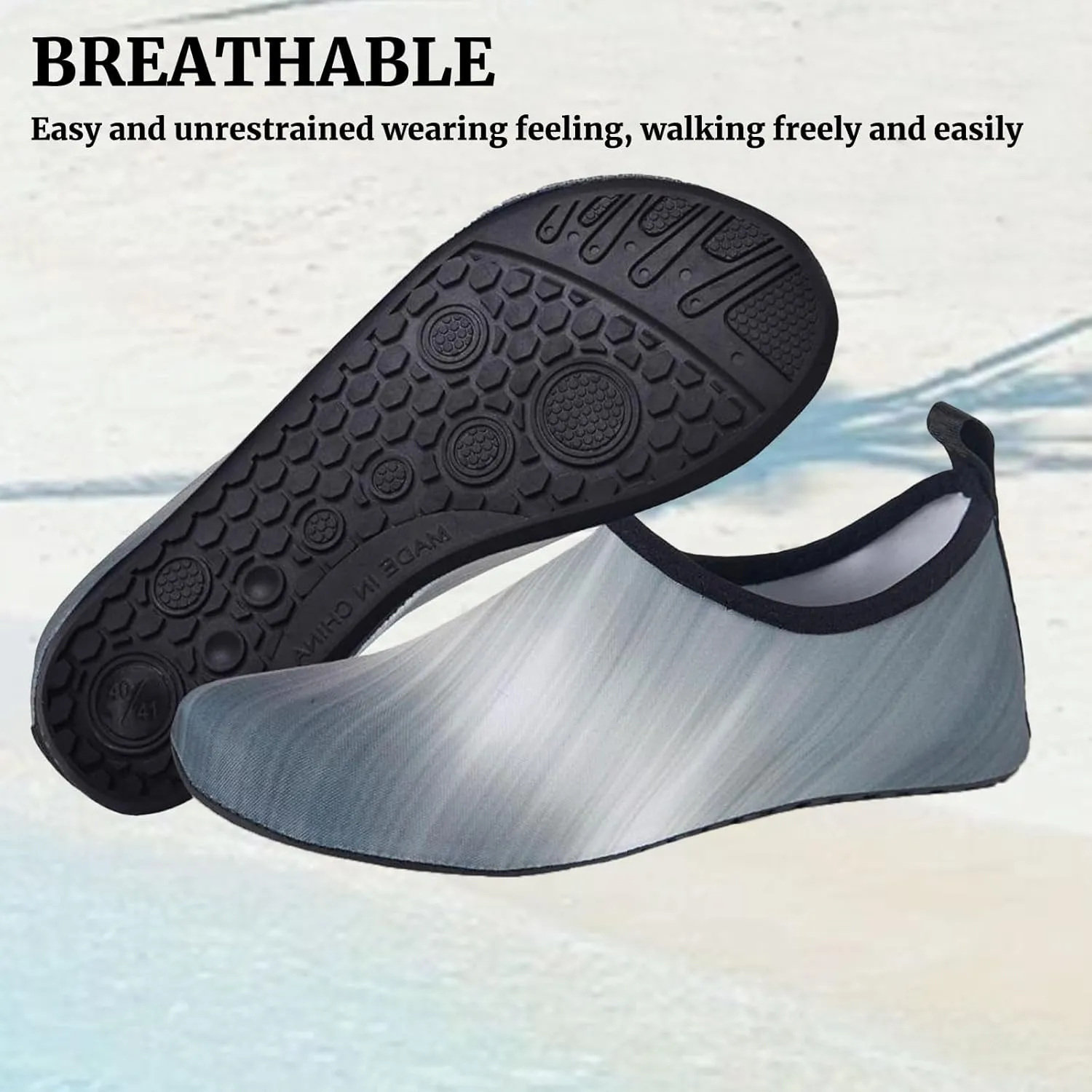 Water Shoes for Women Men Quick Dry Beach Shoe Aqua Socks Lightweight Casual Breathable Yoga Footwear Comfy Soft Swim Slip On Barefoot Pool Boating Camping Workout Sneakers Exercise Outdoor Unisex