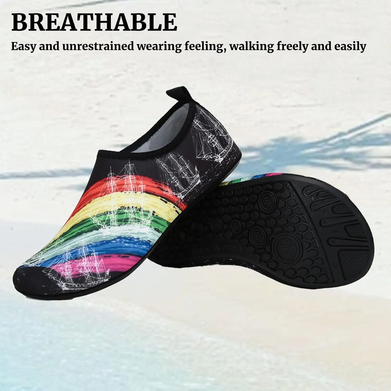 Water Sports Shoes Barefoot Quick-Dry Yoga Socks Slip-on for Men Women Beach Non Slip Indoor Outdoor Walking Exercise Wear Sport Accessories Swim Pool Camping Must Haves Adult