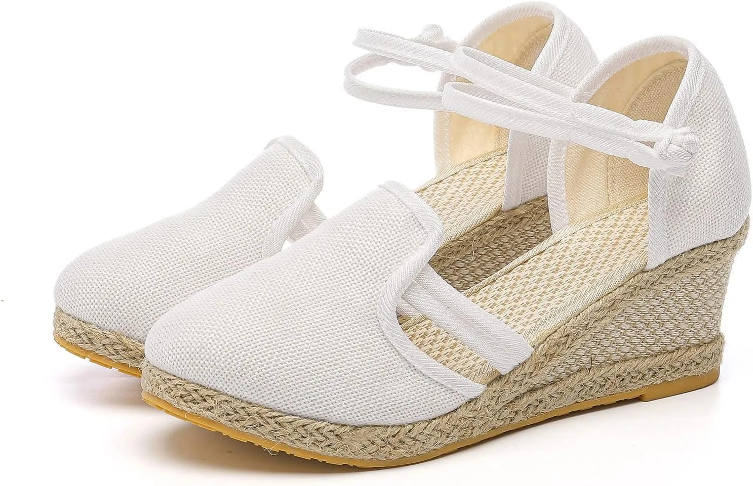 Wedge Sandals for Women Espadrille Wedges with Mid Heel Closed Toe Sandals Wide Width Casual Shoes Ankle Strappy Platform Loafers Roman Style Dressy Office Shoes Breathable Lightweight Footwear Trendy