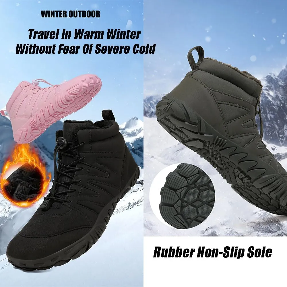 Winter Barefoot Shoes Women, Hike Winter Barefoot Footwear Men, Non-Slip & Waterproof Barefoot Boots Walking