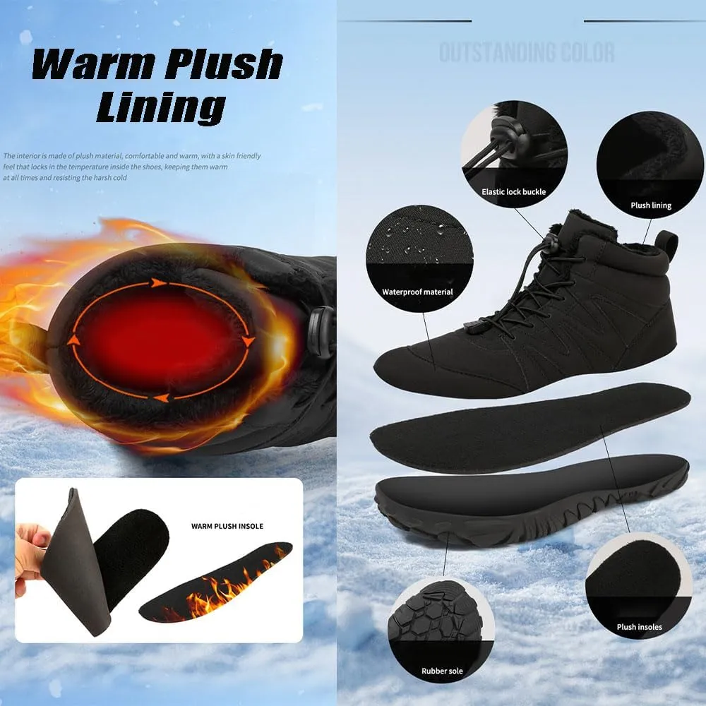 Winter Barefoot Shoes Women, Hike Winter Barefoot Footwear Men, Non-Slip & Waterproof Barefoot Boots Walking