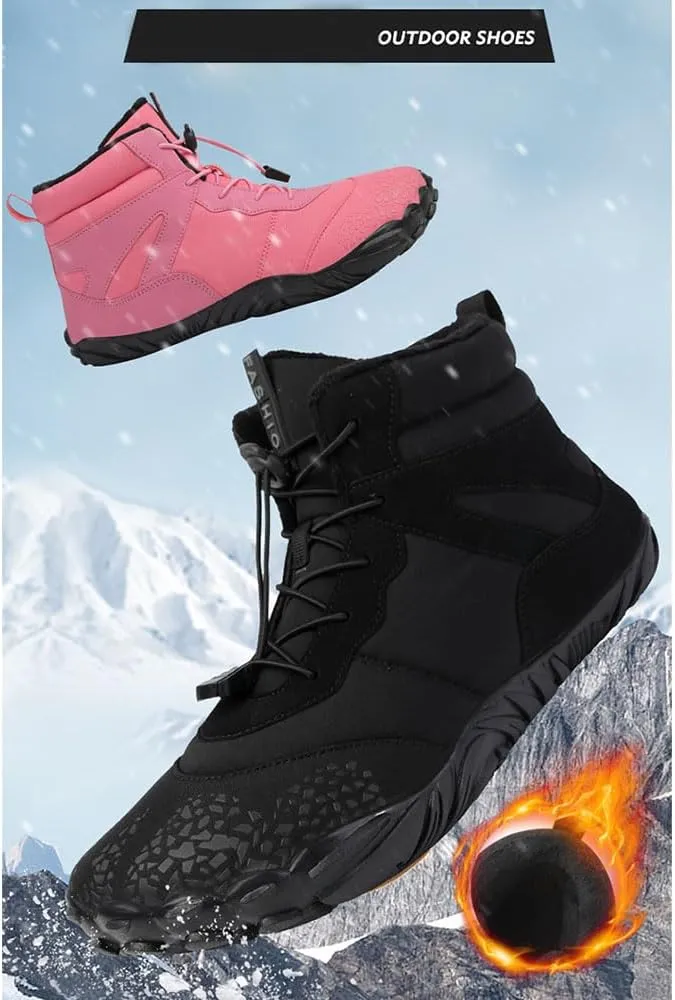 Winter Barefoot Shoes Women, Hike Winter Barefoot Footwear Men, Non-Slip & Waterproof Barefoot Boots Walking
