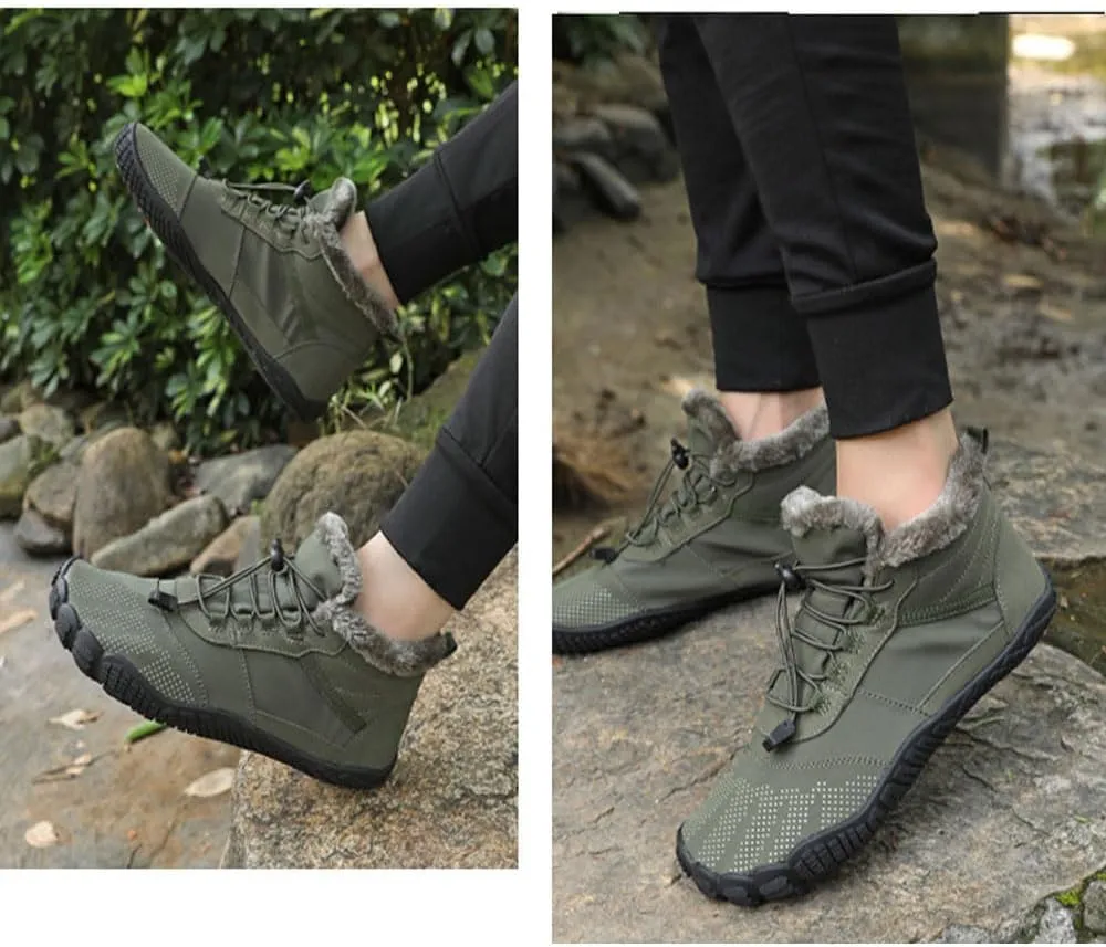 Winter Barefoot Shoes Women Men Waterproof Trail Running Shoes Hiking Shoes Toe Shoes High Warm and Non-Slip Boots