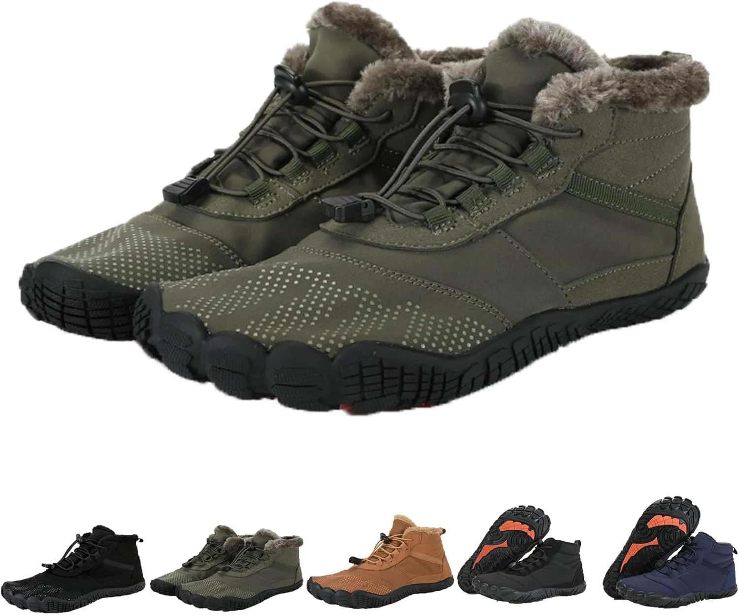 Winter Barefoot Shoes Women Men Waterproof Trail Running Shoes Hiking Shoes Toe Shoes High Warm and Non-Slip Boots