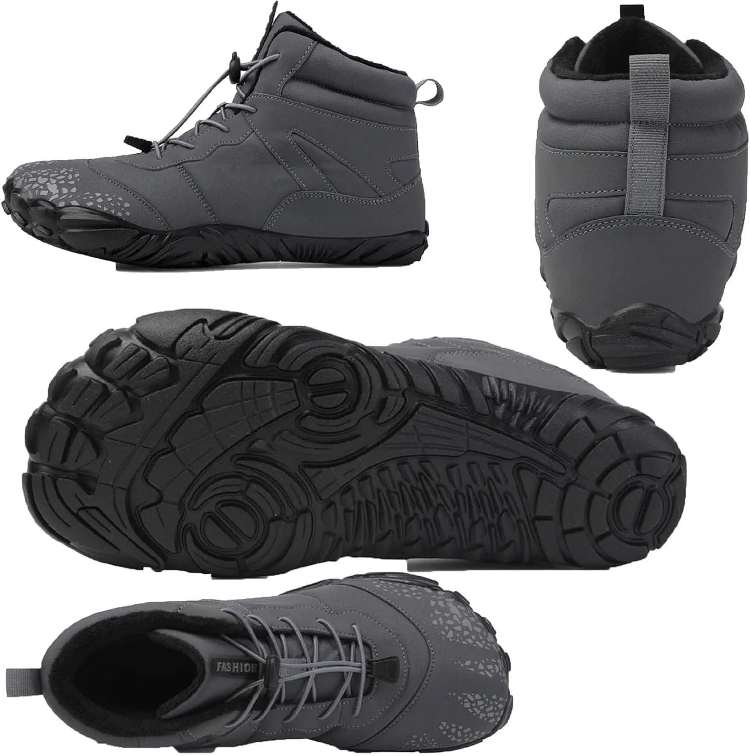 Winter Barefoot Shoes Women Men Waterproof Trail Running Shoes Hiking Shoes Toe Shoes High Warm and Non-Slip Boots