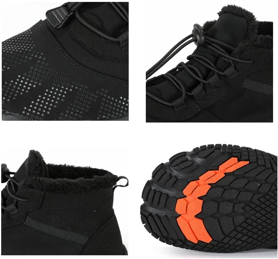 Winter Barefoot Shoes Women Men Waterproof Trail Running Shoes Hiking Shoes Toe Shoes High Warm and Non-Slip Boots