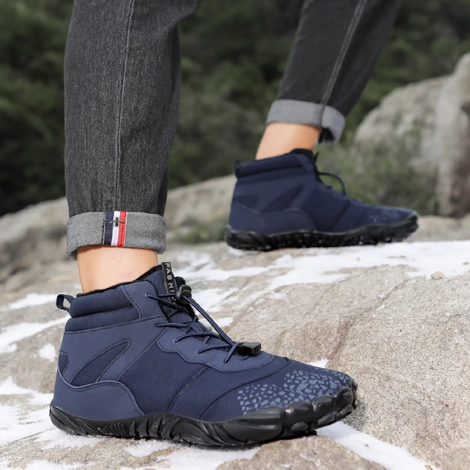 Winter Barefoot Shoes Women Men Waterproof Trail Running Shoes Hiking Shoes Toe Shoes High Warm and Non-Slip Boots