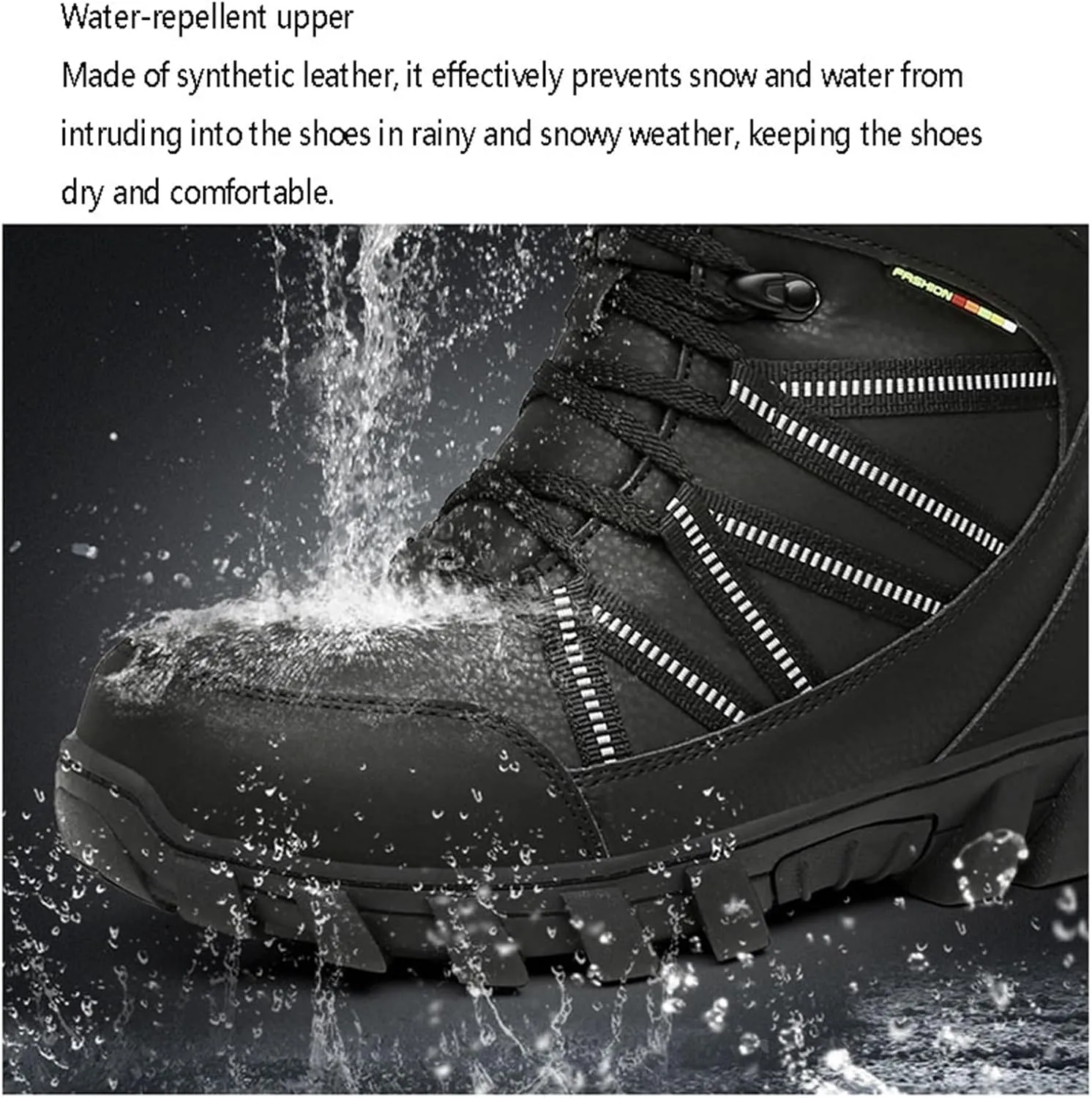 Winter Snow Boots for Men, Men Waterproof Anti Slip Warm High Top Fur Lined Winter Snow Boots, Outdoor Durable Comfortable Lace up Booties, for Insulated Hiking, Work, Rain, Outdoor