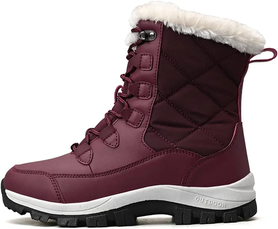 Women High Top Hiking Shoes Winter Anti-Slip Warm Snow Shoes Outdoor Climbing Trekking Shoes Boots