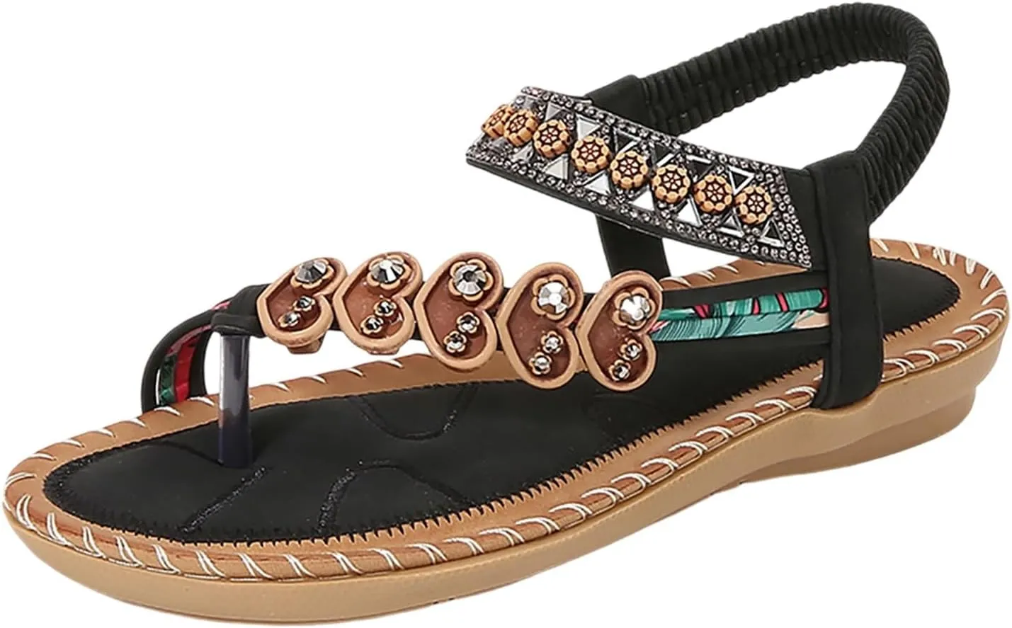 Women's Bohemian Flat Sandals Summer Beach Comfortable Flip Flops Casual Dressy Thong Shoes for Walking and