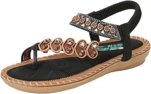Women's Bohemian Flat Sandals Summer Beach Comfortable Flip Flops Casual Dressy Thong Shoes for Walking and