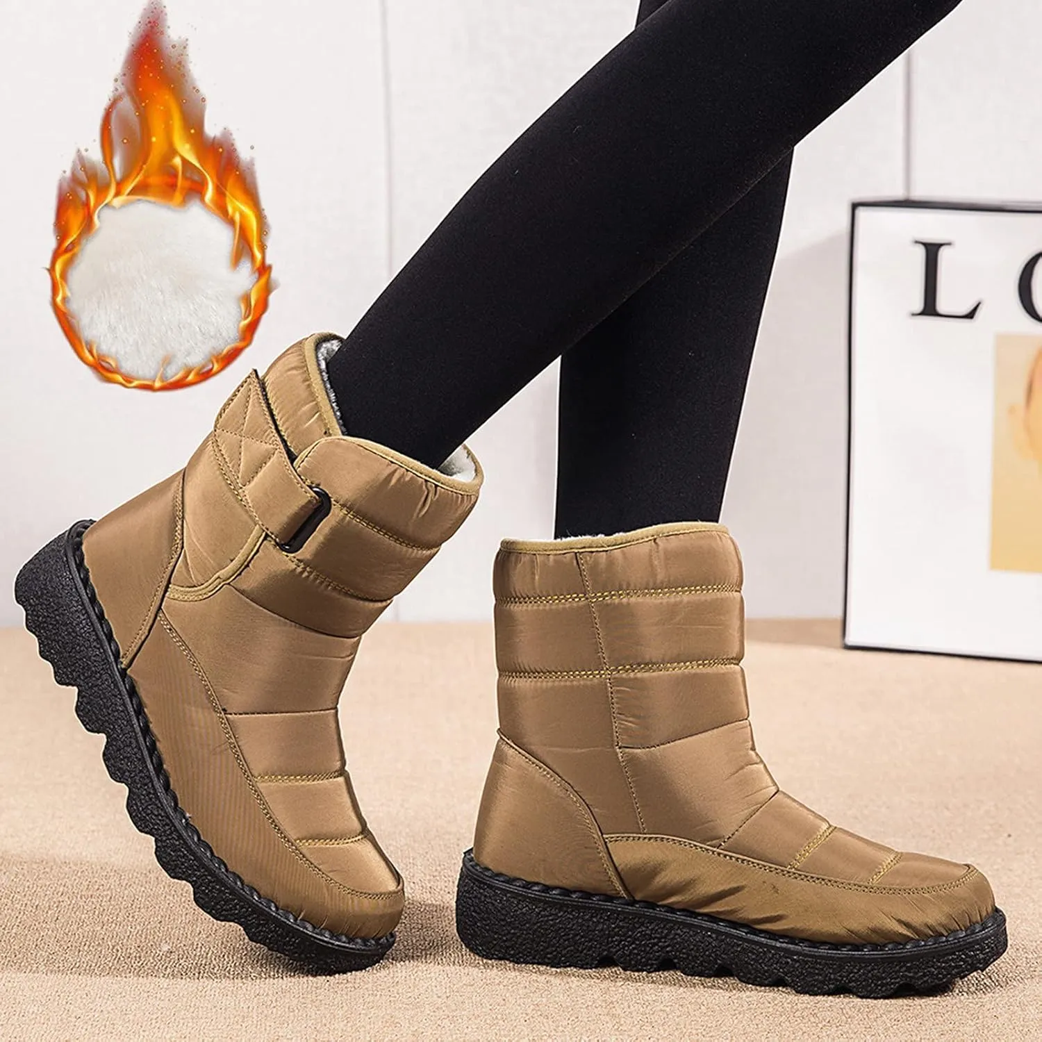 Womens Boots Winter Warm Winter Boots for Ladies Non Slip Snow Boots Womens Winter Ankle Boots Ladies Womens Slip On Snow Boot Waterproof Rain Boots Women Mens Winter Booties