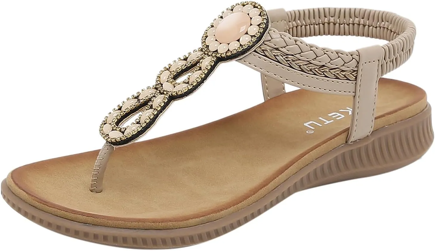 Women's Breathable Slip On Flat Sandals Comfortable Lightweight Bohemian Summer Beach Casual Thong Flip Flops