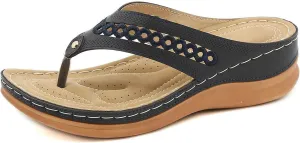 Women's Breathable Slip On Thong Sandals Comfortable Wedge Heel Flip Flops Lightweight For Daily Wear Spring