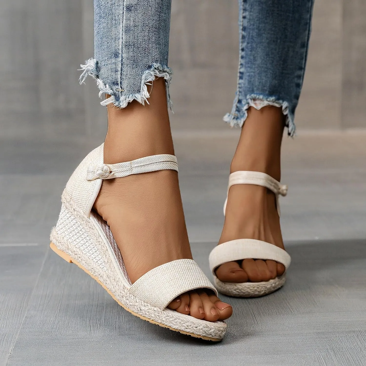 Women's Espadrille Platform Wedge Sandals Closed Toe Ankle Strap Lace up Summer Buckle Dress Slip On Fashion High Heels Square Open Casual Dressy Walking & Espadrilles Raffia Buckled Shoes
