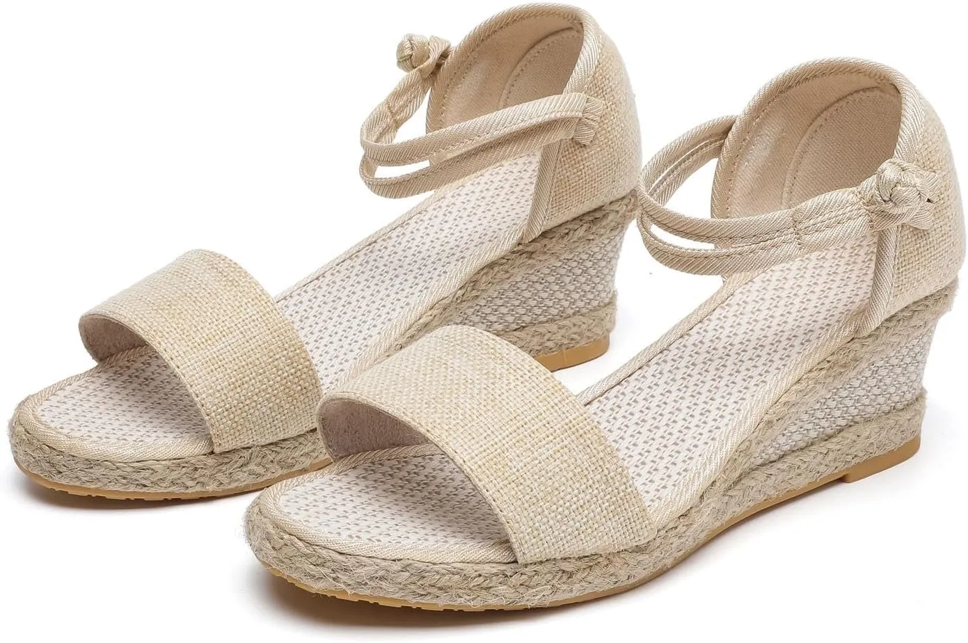 Women's Espadrille Platform Wedge Sandals Closed Toe Ankle Strap Lace up Summer Buckle Dress Slip On Fashion High Heels Square Open Casual Dressy Walking & Espadrilles Raffia Buckled Shoes