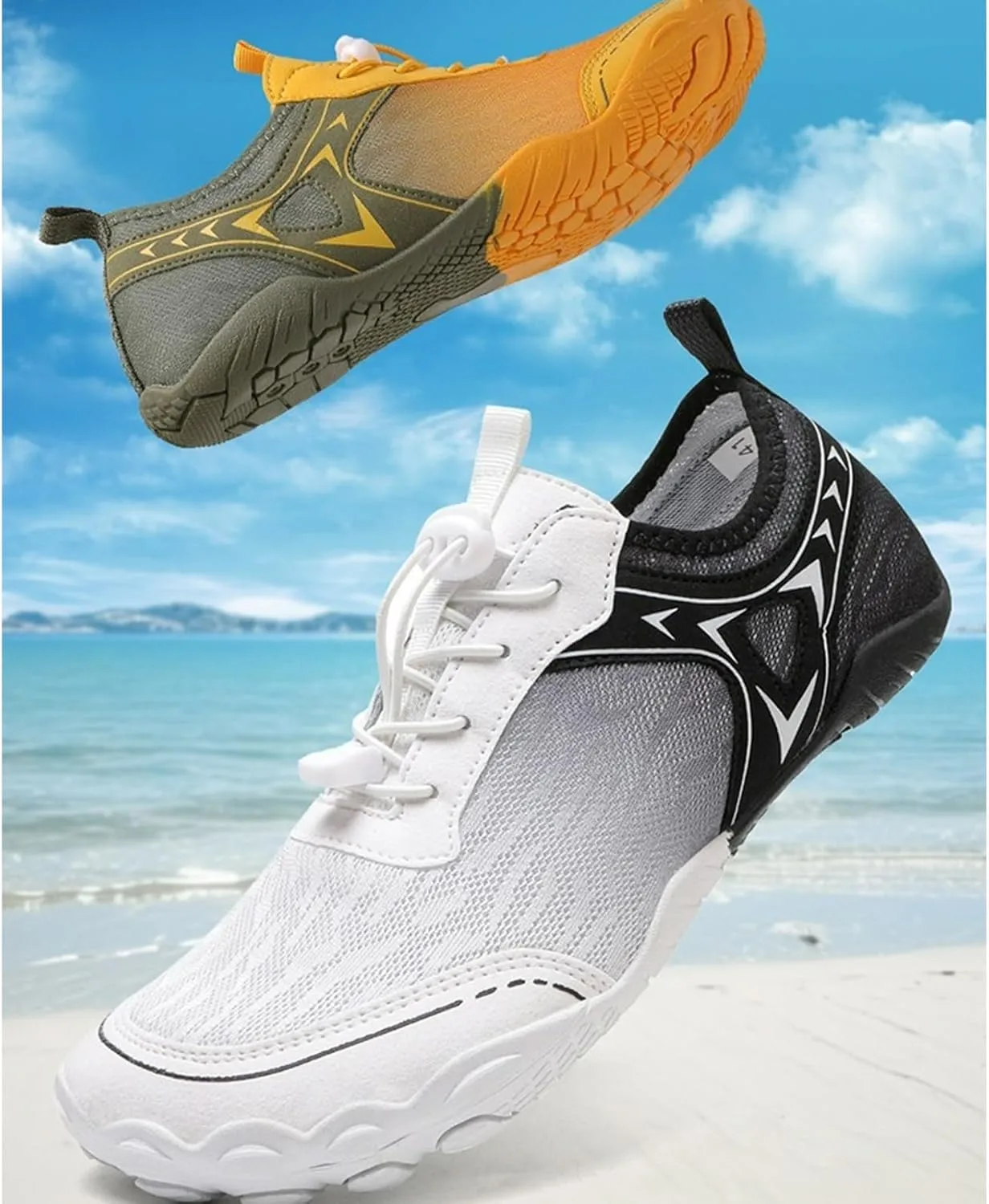 Womens Mens Water Shoes,Healthy & Non-Slip Hike Barefoot Shoes,Lightweight Quick Dry Trail Running Footwear,Outdoor Beach Wide Toe Box Surf Footwear with Adjustable Strap