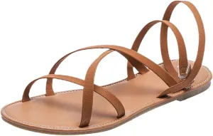 Women's Roman Sandals Soft Flat Summer Beach Shoes Low Heel Ankle Strap Casual Boho Style Outdoor Daily Wear