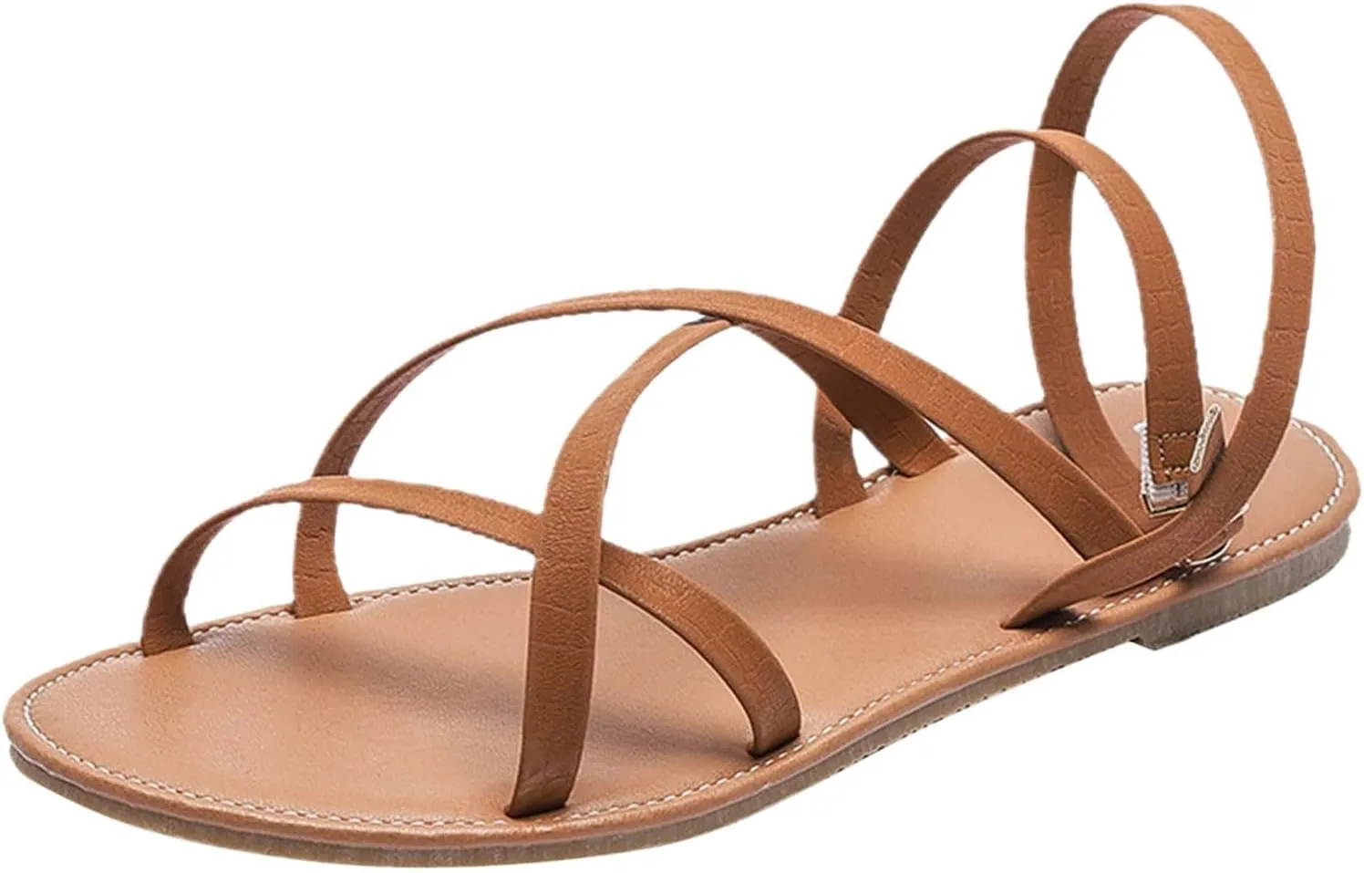 Women's Roman Sandals Soft Flat Summer Beach Shoes Low Heel Ankle Strap Casual Boho Style Outdoor Daily Wear