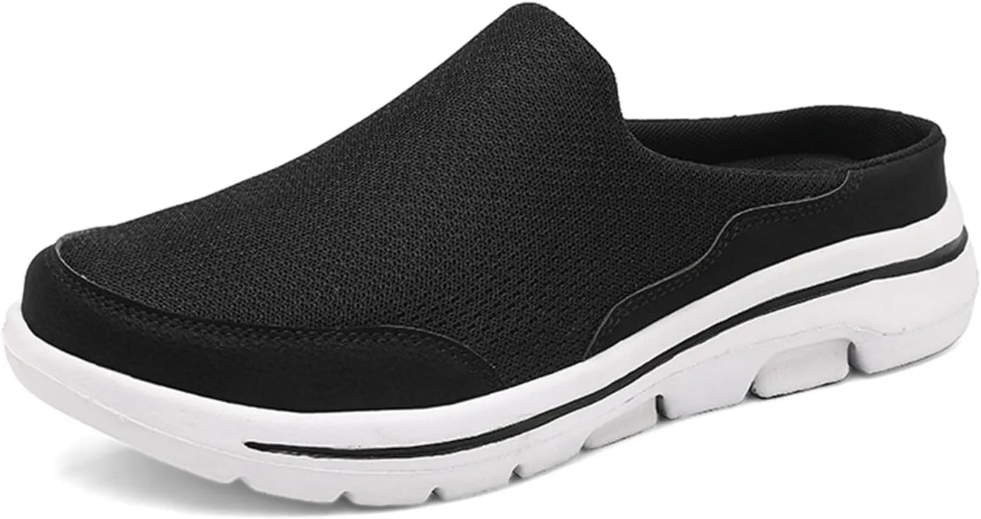 Women's Slip On Mules Casual Clog Comfort Slip-On Walking Mules Breathable Mesh Walking Mules Sneakers Open Back Slip On Shoes Breathable Slippers Closed Toe Slides