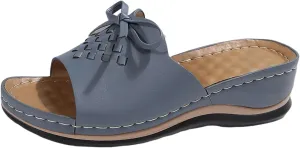 Women's Slip-On Wedge Sandals Comfortable Walking Sandal Open Toe Wedge Slides Shoes Casual Arch Support Shoes Dressy Summer Anti-Slip Sole Boho Sandals Lightweight Shoe