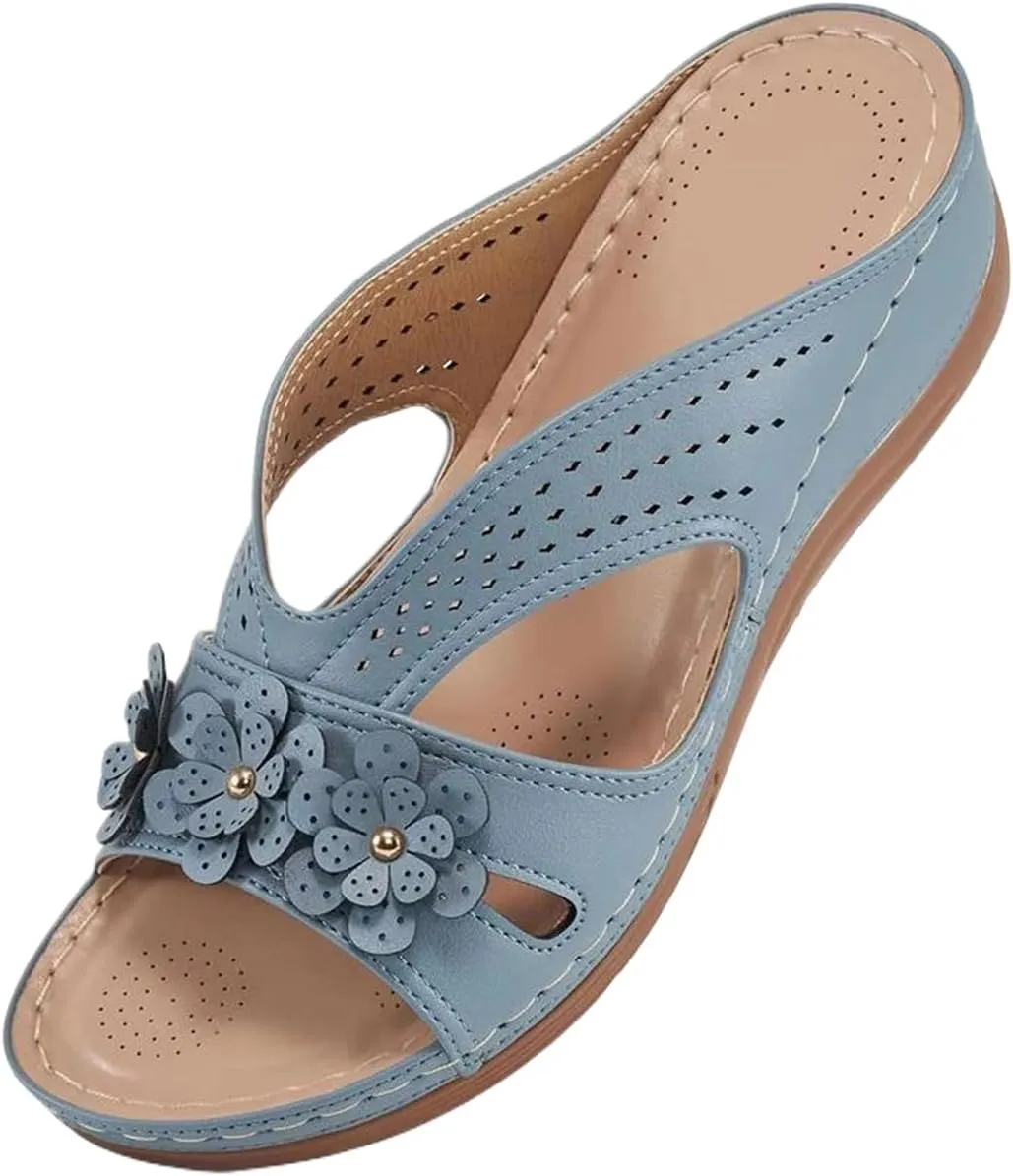 Womens Slip Sandals Wedge Lightweight Memory Foam Platform Dressy Comfortable Summer Casual Slides Sandals Shoes