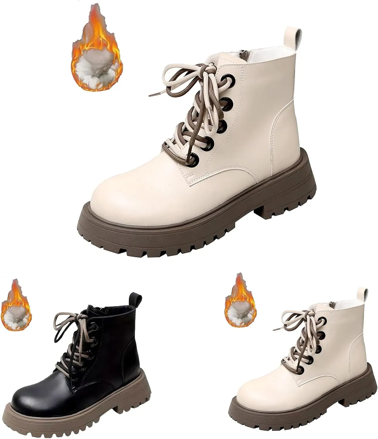 Womens Wide Width Snow Boots with Zipper Thickening Womens Winter Hiking Shoes