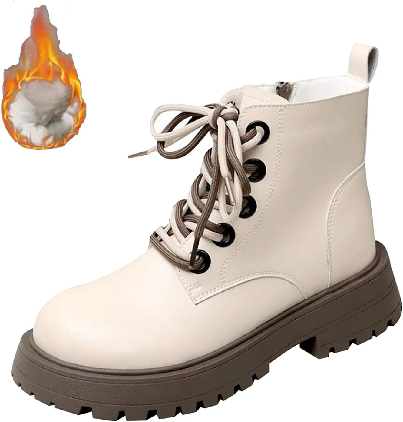 Womens Wide Width Snow Boots with Zipper Thickening Womens Winter Hiking Shoes