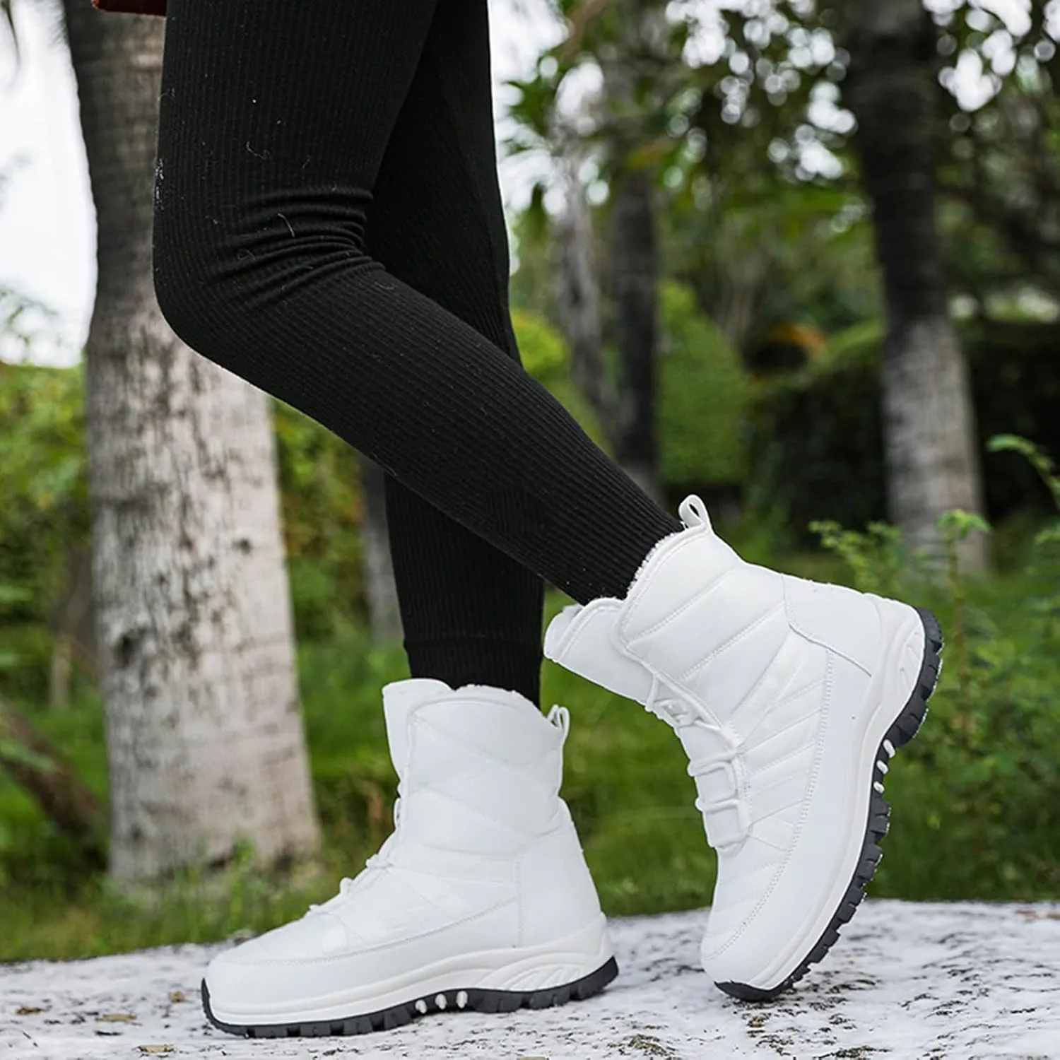 Women's Winter Fashion Thick Warm Snow Boots Round Head Lace Up Non Slip Boots Adult Snow Boots Women