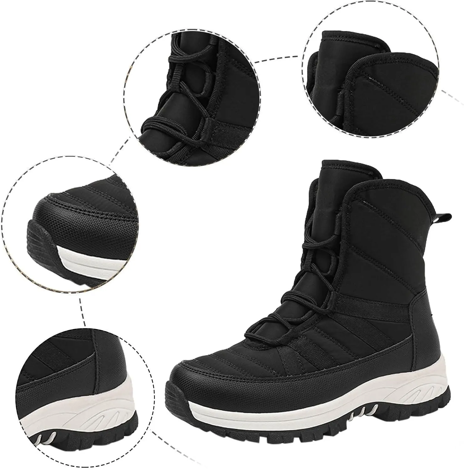 Women's Winter Fashion Thick Warm Snow Boots Round Head Lace Up Non Slip Boots Adult Snow Boots Women
