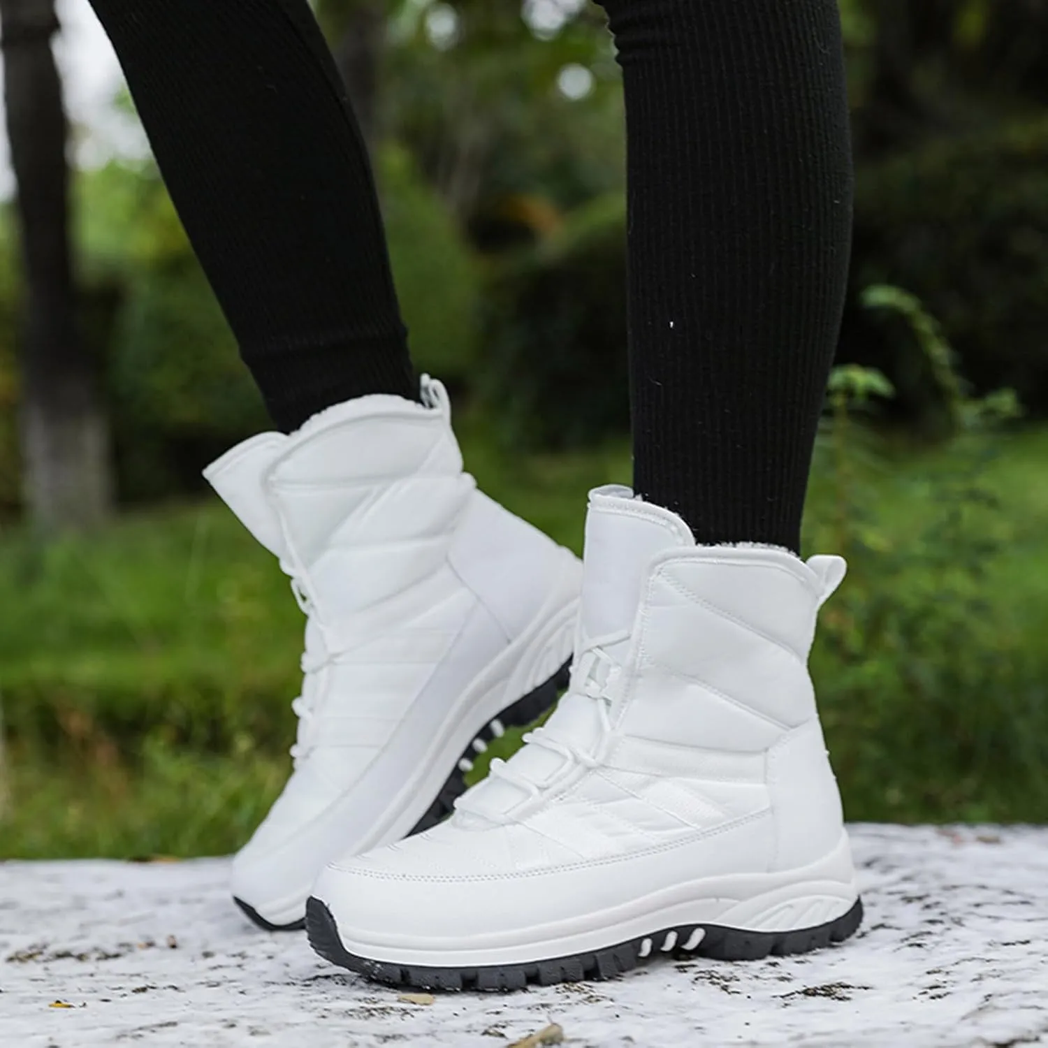Women's Winter Fashion Thick Warm Snow Boots Round Head Lace Up Non Slip Boots Adult Snow Boots Women