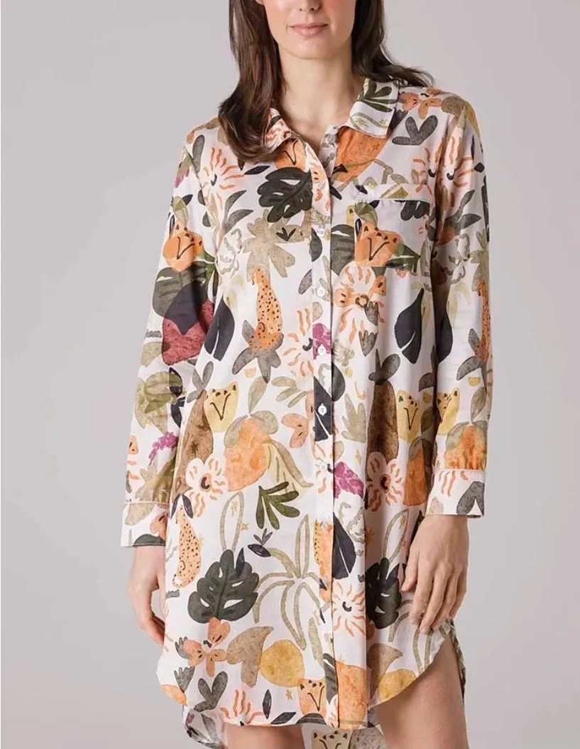 Yarra Trail Jungle Cat Night Shirt Cat Print | YT23WS9316