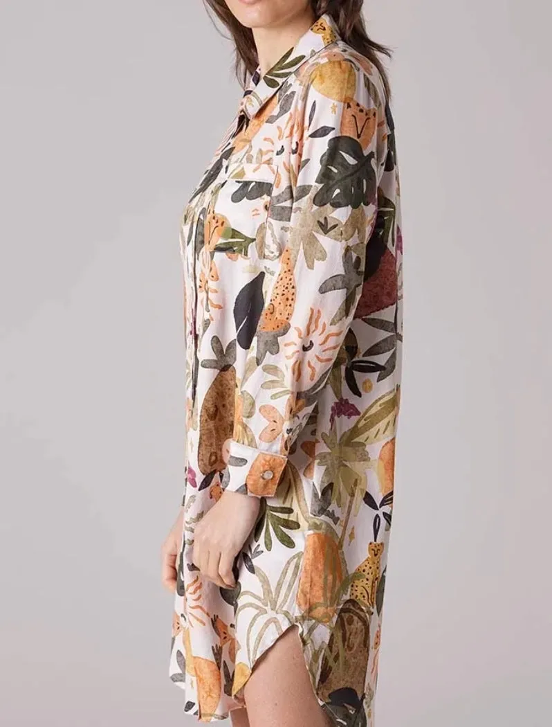 Yarra Trail Jungle Cat Night Shirt Cat Print | YT23WS9316