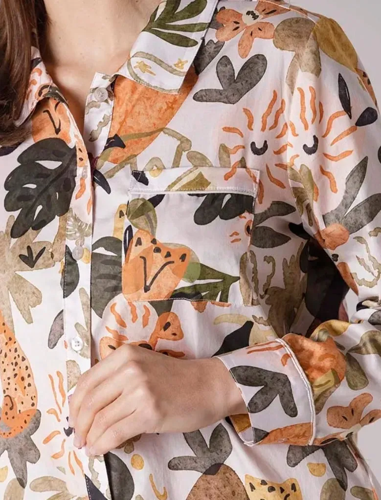 Yarra Trail Jungle Cat Night Shirt Cat Print | YT23WS9316