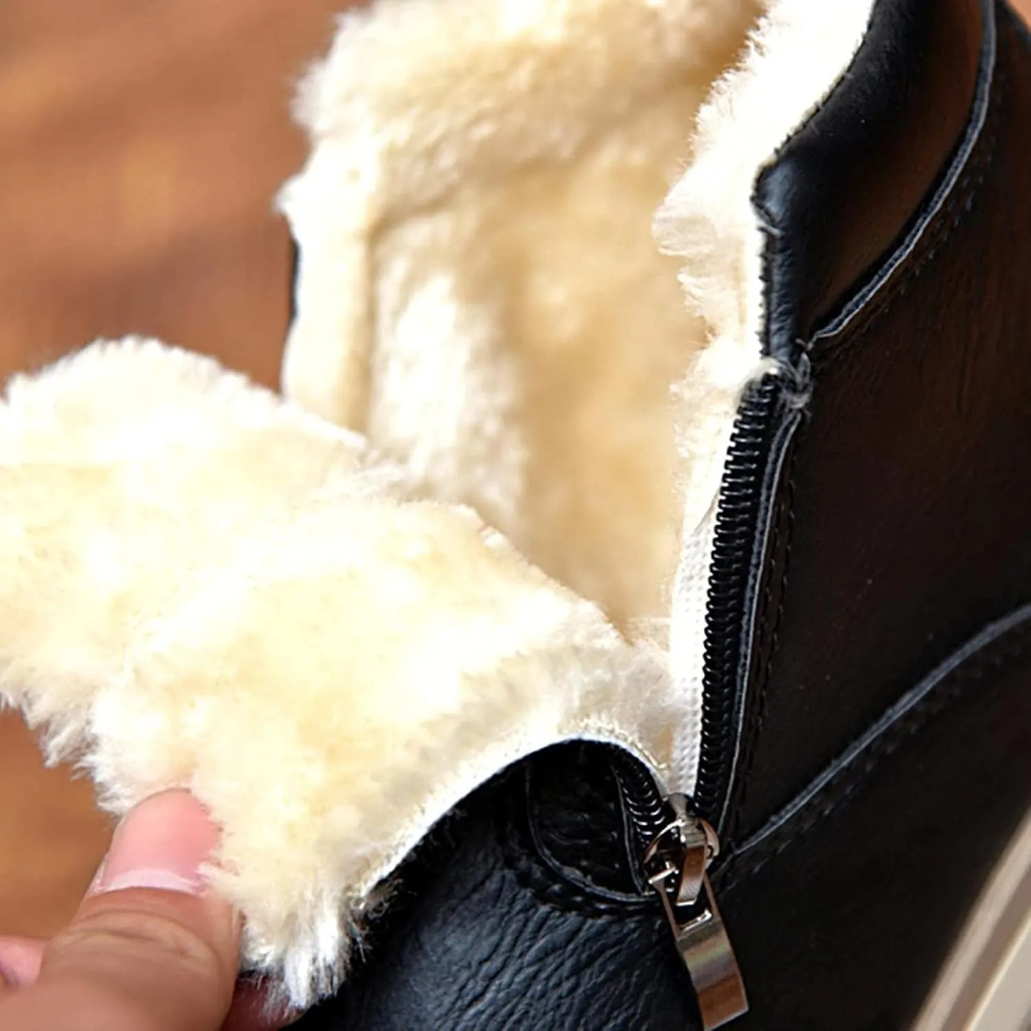 Yiozoi Ankle Snow Boots Men's Windproof Winter High Top Leather Shoes Double Zipper Round Head Casual Men's Work Boots
