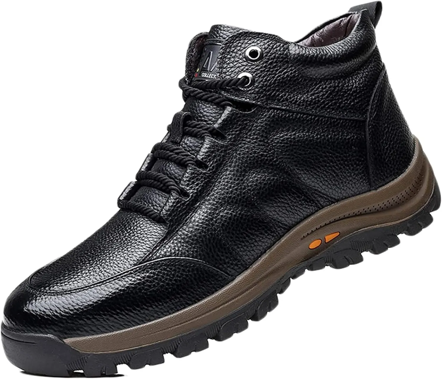 Yiozoi Winter Outdoor Snow Boots Men's High Top Lace up Leather Shoes Light Weight Wear-resistant Work Boots